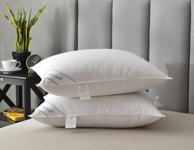 Eastwarmth Goose Down Feather Hotel Collection Bed Pillow for Sleeping,100% Cotton Cover,Medium Firm,Soft Support Standard Size(20X26IN) 1 Pack - Image 2